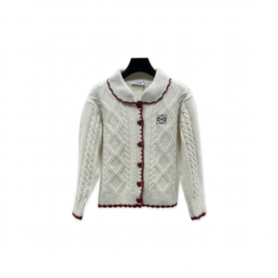 LOEWE COLLARED KNITTED LONG-SLEEVED CARDIGAN